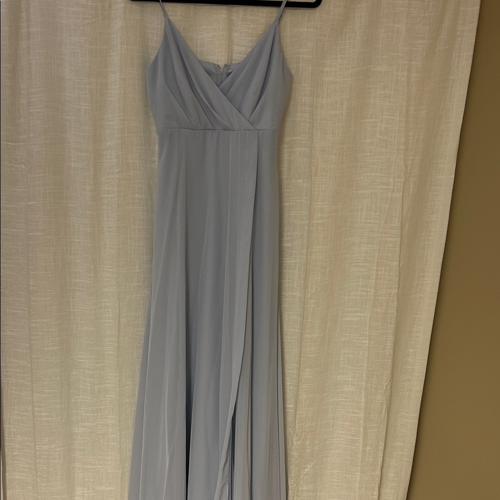 Birdy Grey Light Blue Spaghetti-Strap Maxi Gown